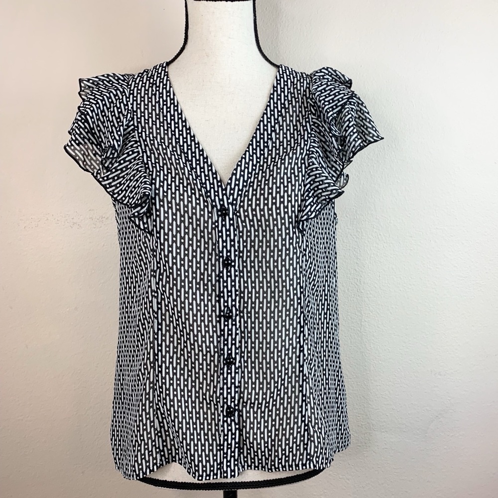 Ab Studio Blouse Button Front Top - image 1